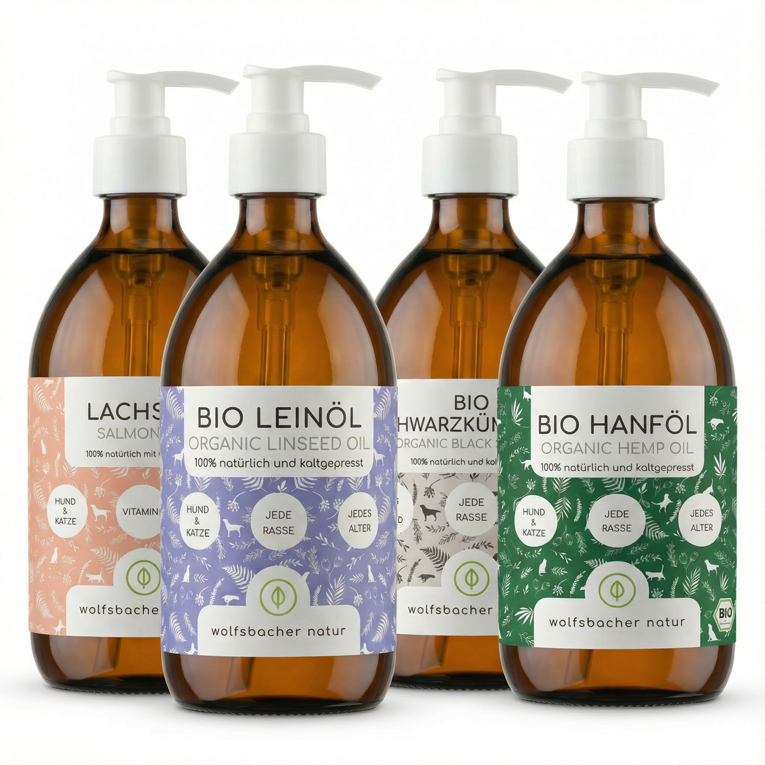 Entdeck das 4er Bundle le 500ml: Lachsl, Leinl, Schwarzkmmell & Hanfl Wolfsbacher Natur - empact brands Entdeck das 4er Bundle le 500ml: Lachsl, Leinl, Schwarzkmmell & Hanfl Wolfsbacher Natur - empact brands
