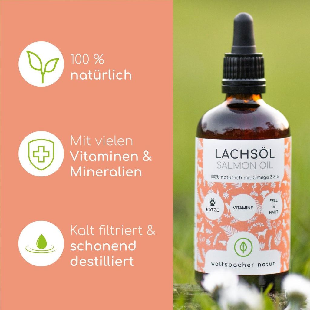 Natürliches Lachsöl für Hunde & Katzen - Wolfsbacher Natur - empact brands - 100ml (Katze)