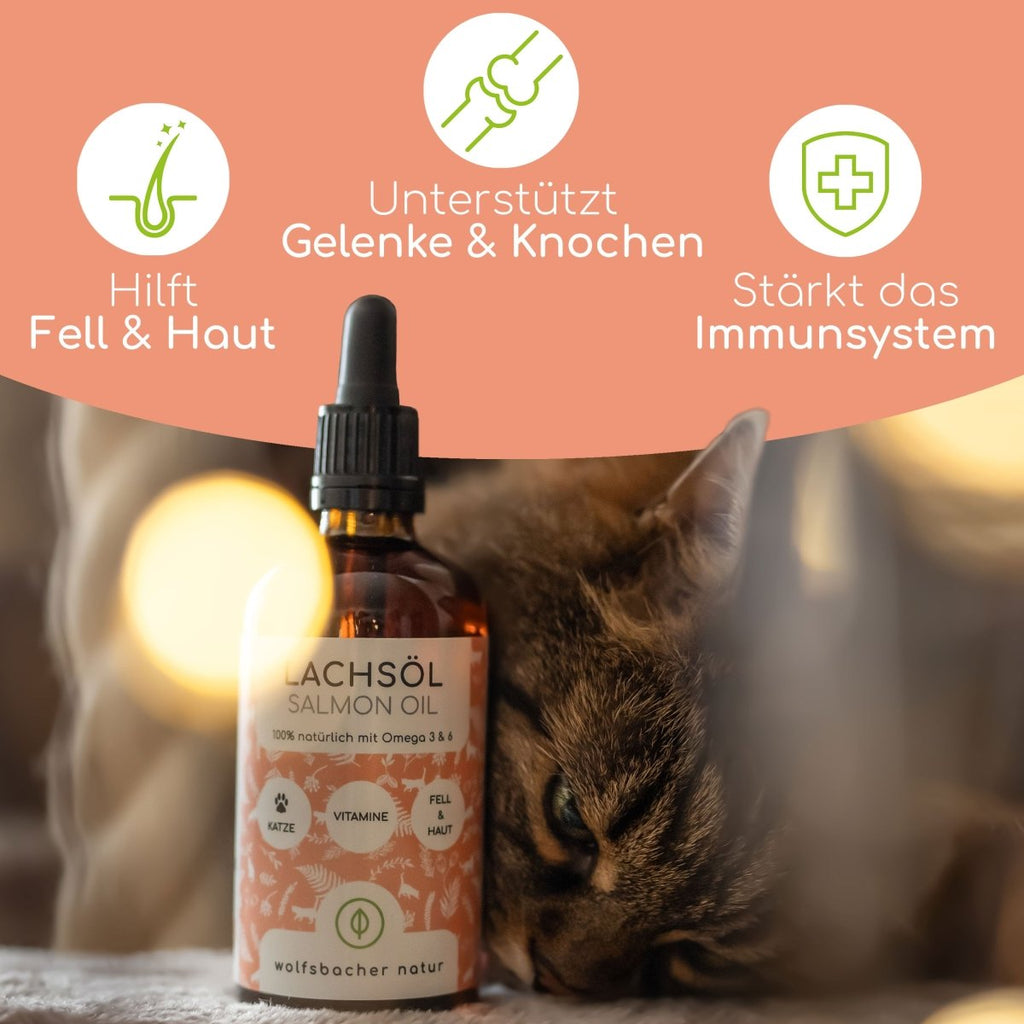 Natürliches Lachsöl für Hunde & Katzen - Wolfsbacher Natur - empact brands - 100ml (Katze)